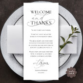 Welcome and Thanks, Wedding Dinner Thank You Card Programmakaart