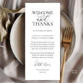 Welcome and Thanks Wedding Dinner Thank You Card Programmakaart