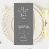 Welcome and Thanks, Wedding Dinner Thank You Card Programmakaart