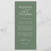 Welcome and Thanks Wedding Dinner Thank You Card Programmakaart (Voorkant)
