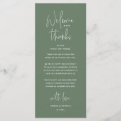 Welcome and Thanks, Wedding Dinner Thank You Card Programmakaart (Voorkant)