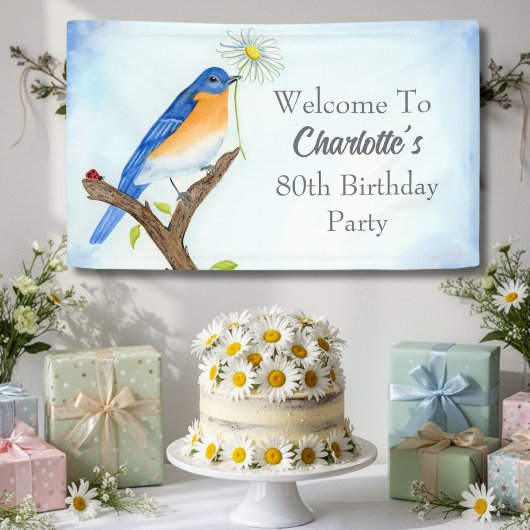 Welcome Any Age Happy April Birthday with Bluebird Spandoek