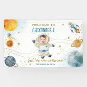 Welcome Around the Sun Space Photo First Birthday Spandoek (Horizontaal)