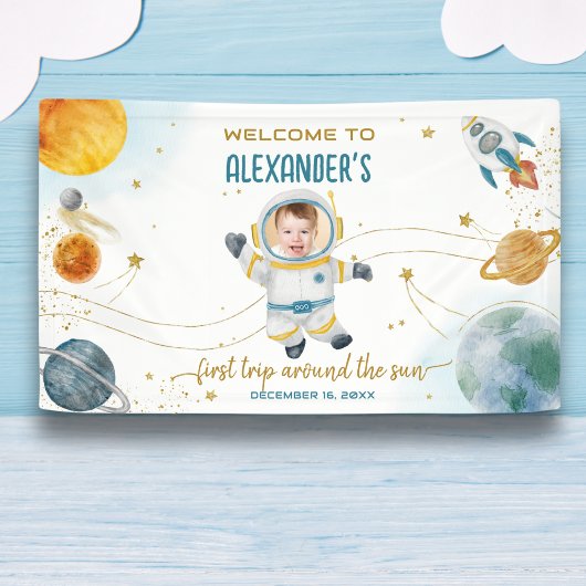 Welcome Around the Sun Space Photo First Birthday Spandoek