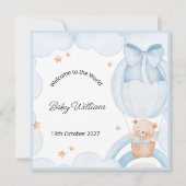 Welcome Baby Boy Balloon Teddy Bear Card (Voorkant)