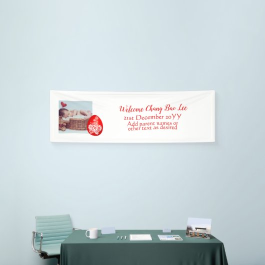 WELCOME Baby Foto Banner Red Egg and Ginger Party (Beurs)