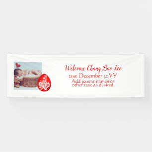 WELCOME Baby Foto Banner Red Egg and Ginger Party