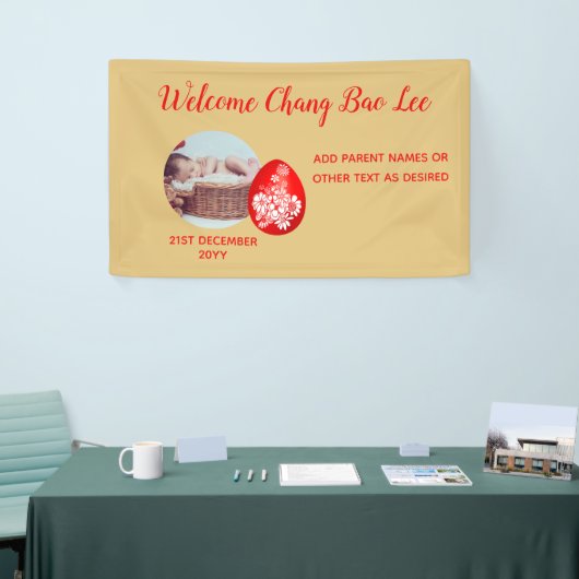 WELCOME Baby Foto Banner Red Egg and Ginger Party (Beurs)