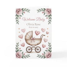 Welcome Baby Girl Born in 2027 Personalized Card