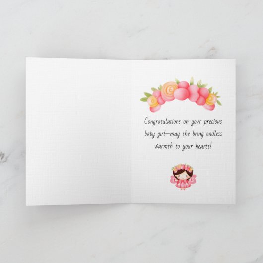 Welcome baby girl feestdagen kaart (Binnen)