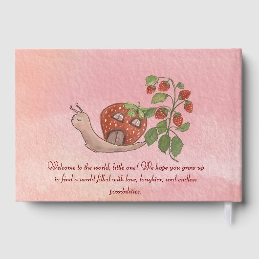 Welcome Baby Girl Guest Book - Pink Strawberry  Gastenboek (Achterkant)
