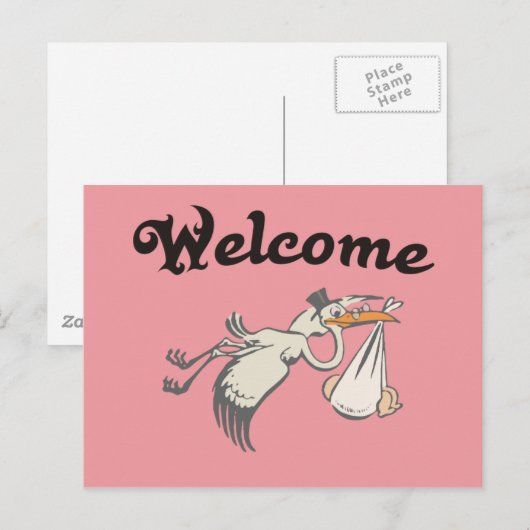 welcome Baby Rose Aankondigingskaart (Voorkant / Achterkant)