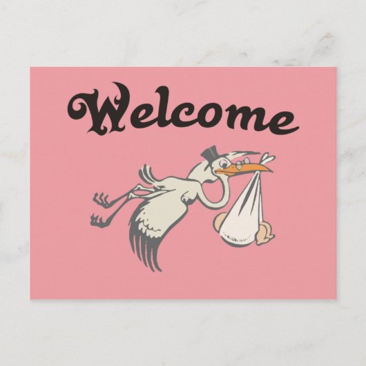 welcome Baby Rose Aankondigingskaart (Voorkant)