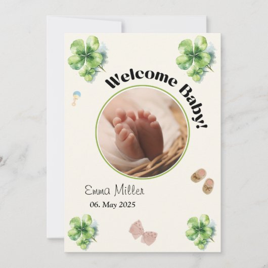Welcome baby round photo kaart (Voorkant)