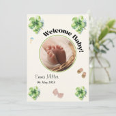 Welcome baby round photo kaart (Staand voorkant)