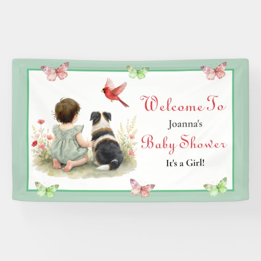 Welcome Baby Shower | Baby and Puppy Dog Spandoek (Horizontaal)
