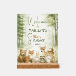 Welcome Baby Shower Baby Animals Acryl Bord