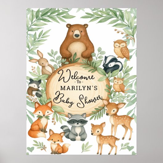 Welcome Baby Shower Baby Animals Poster (Voorkant)
