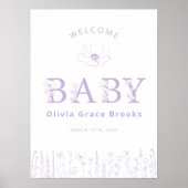 Welcome Baby Wildflower Baby Shower Lavender Poster (Voorkant)