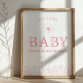 Welcome Baby Wildflower Baby Shower Poster Dusty P