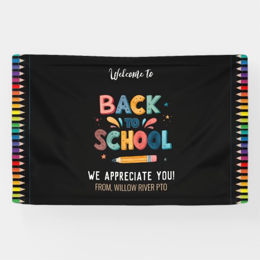 Welcome Back to School – Bright & Fun Classroom Spandoek (Horizontaal)