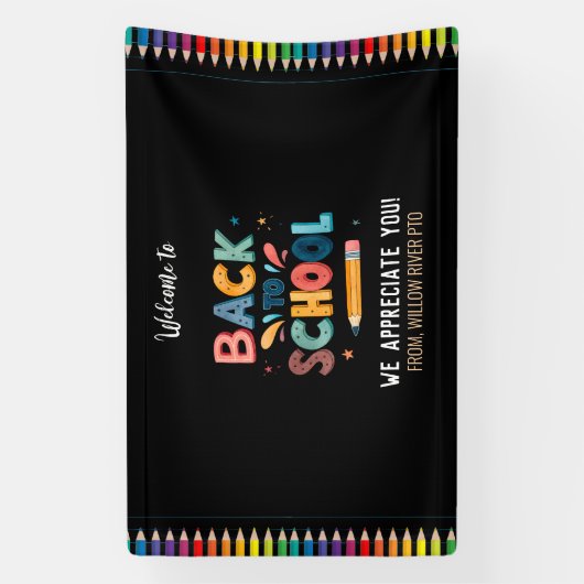Welcome Back to School – Bright & Fun Classroom Spandoek (Verticaal)