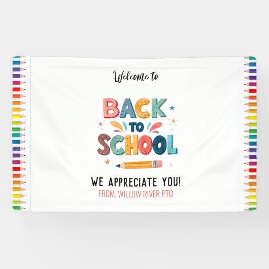 Welcome Back to School  – Bright & Fun Classroom Spandoek (Horizontaal)