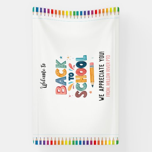 Welcome Back to School  – Bright & Fun Classroom Spandoek (Verticaal)