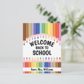 Welcome Back to School Colorful Pencils Teacher Briefkaart (Staand voorkant)
