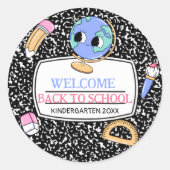 Welcome Back to school composition Notebook Ronde Sticker (Voorkant)