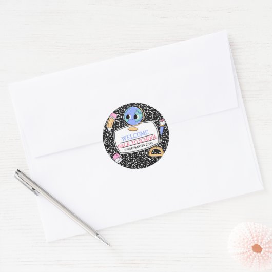 Welcome Back to school composition Notebook Ronde Sticker (Envelop)