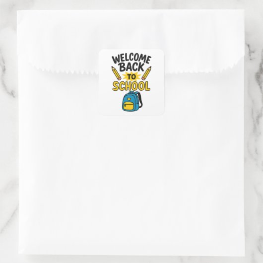 Welcome Back to School Fun Backpack Pencil Vierkante Sticker (Tas)