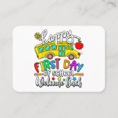 Welcome Back To School Happy First Day Teacher Bus Visitekaartje (Achterkant)