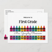 Welcome Back to School Rainbow Crayon Feestdagenkaart (Voorkant / Achterkant)