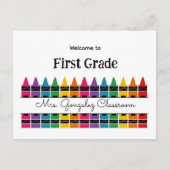 Welcome Back to School Rainbow Crayon  Feestdagenkaart (Voorkant)