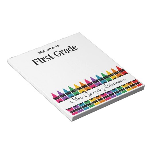 Welcome Back to School Rainbow Crayon  Notitieblok (Schuin)