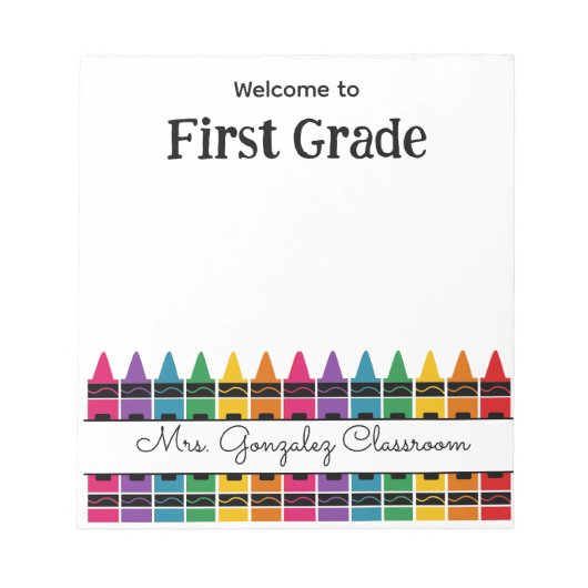 Welcome Back to School Rainbow Crayon  Notitieblok (Voorkant)