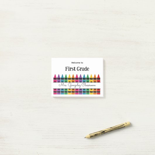 Welcome Back to School Rainbow Crayon Post-it® Notes (Op bureau)