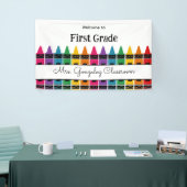Welcome Back to School Rainbow Crayon Spandoek (Beurs)