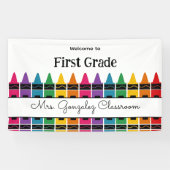 Welcome Back to School Rainbow Crayon  Spandoek (Horizontaal)