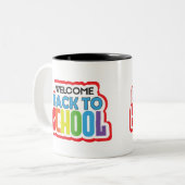 Welcome Back to School Tweekleurige Koffiemok (Voorkant links)