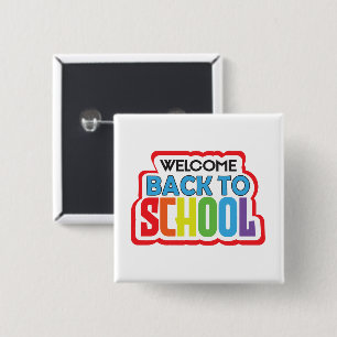 Welcome Back to School Vierkante Button 5,1 Cm