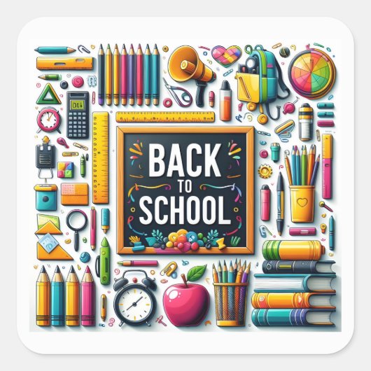 Welcome Back to School Vierkante Sticker (Voorkant)