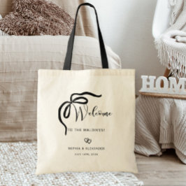 Welcome bag for destination wedding, ribbon tote bag