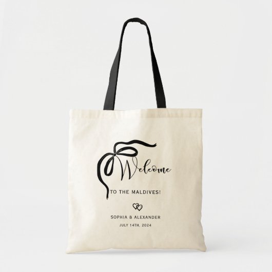 Welcome bag for destination wedding, ribbon tote bag (Voorkant)