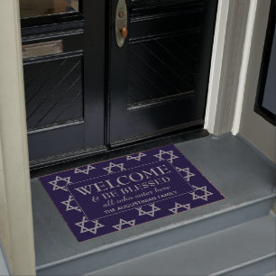 WELCOME BE BLESSED Star of David HANUKKAH Deurmat