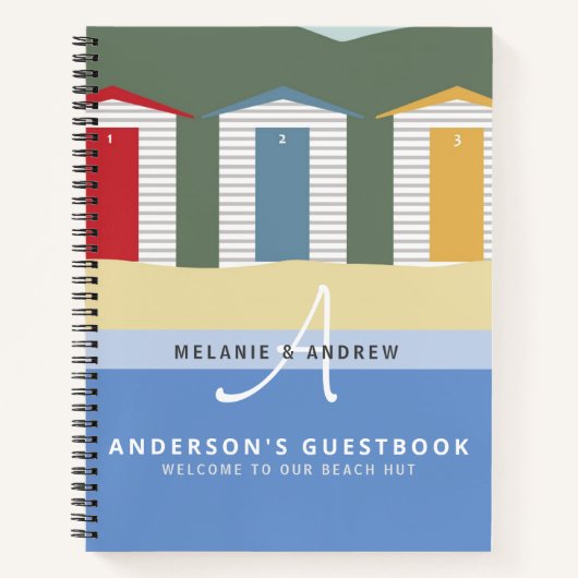 WELCOME BEACH HUT Guestbook Monogram Fun Notitieboek (Voorkant)