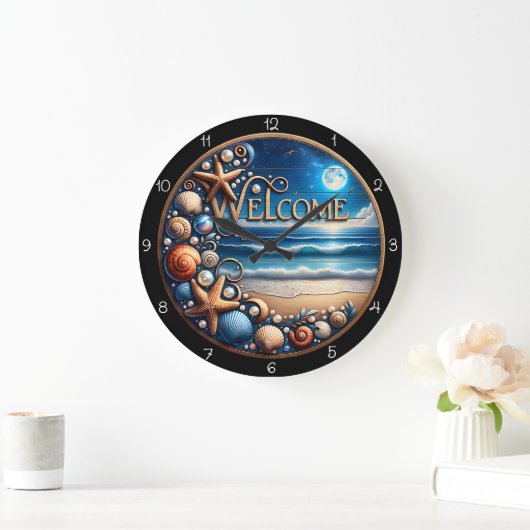 Welcome Beach Seashell Grote Klok (Huis)