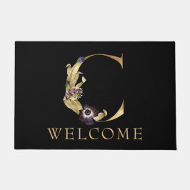 WELCOME Black and Gold Herfst Monogram C Doormat Deurmat