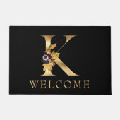 WELCOME Black and Gold Herfst Monogram L Doormat Deurmat (Voorkant)
